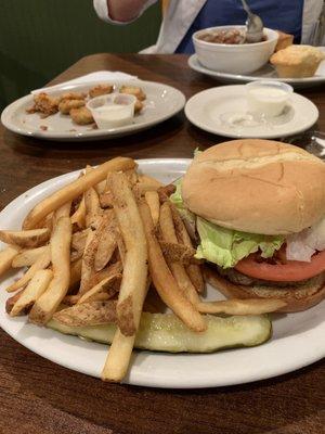 Hamburger and fries