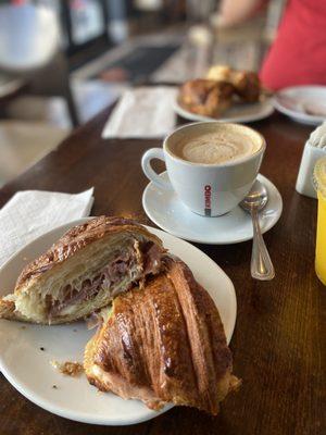 Prosciutto Croissant with cheese and fig jam