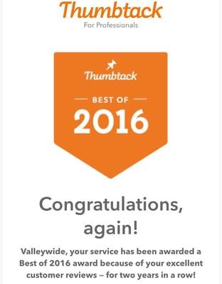 Recent award from Thumbtack. See all our great reviews. Http://www.thumbtack.com/Valleywideglass