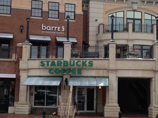 On the upper level at Legacy Village, above Starbucks