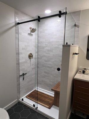 After photo of sliding shower door installation