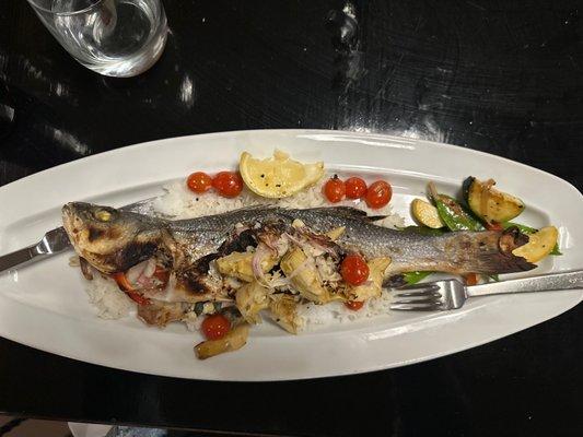 I forget the name of the fish but it was from Greece and delicious.