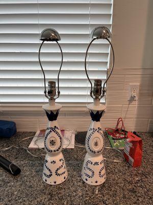 Turned my clase bottles into table lamps!