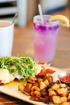 BLT Benedict w/ hash, Purple Haze