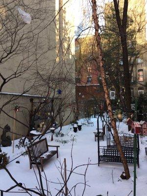 Snow filled post-blizzard. Nature against the cityscape