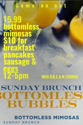 Bottomless Mimosas every Sunday