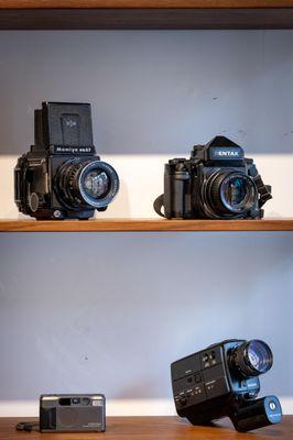 Cameras on product shelving.