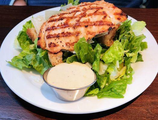 Caesar salad with salmon