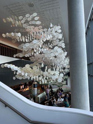 Art installation above restaurant