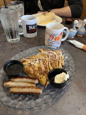 Basic French toast, sausage, and real maple syrup  Breakfast burrito  Self serve coffee bar