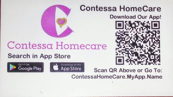 Connect to us downloading our APP "Contessa Homecare" free consultation