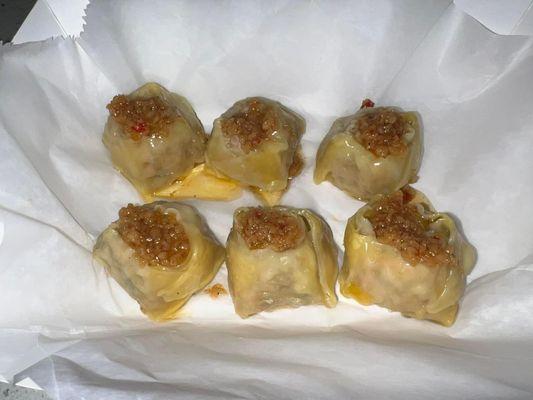 Steamed Pork Siomai with our signature chili garlic oil on top