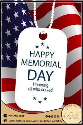 Happy Memorial Day at Twinkle Nails Salon Los Banos