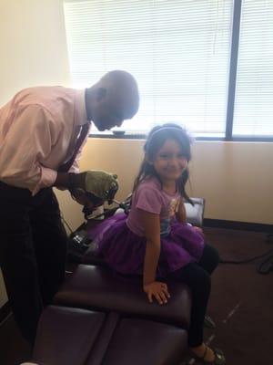 Dr.Seth adjusting Aleena! He is so wonderful with children and she LOVES coming in!