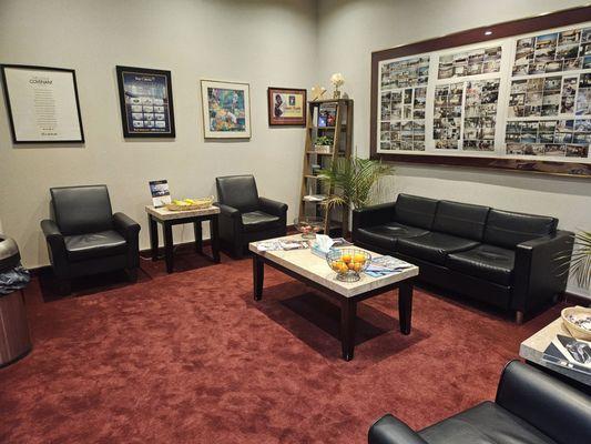 Waiting area with snacks & TV