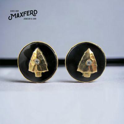 Elevate your style with our 14K Gold Onyx and Diamonds Ladies Earrings. Exquisite design and timeless elegance.