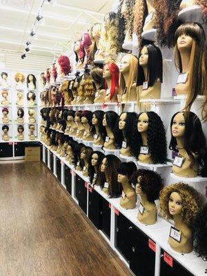 Nice clean and organized wig section