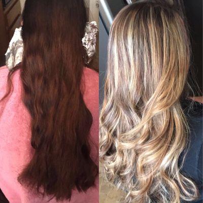 Before and after balayage