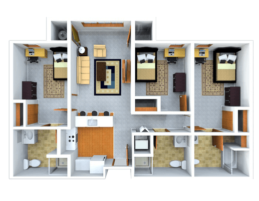 Three Bedroom Floorplan.