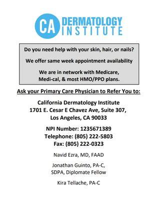 If you have HMO insurance, ask your primary care provider for a referral to our office. We are happy to help.