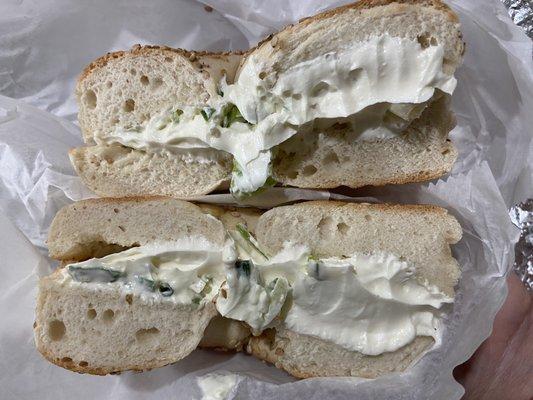 Bagel with Scallion Cream Cheese $4