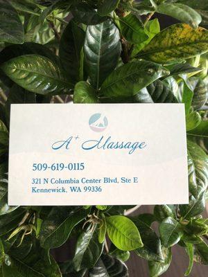 Call 619-0115. Schedule your next Massage adventure. Business card.