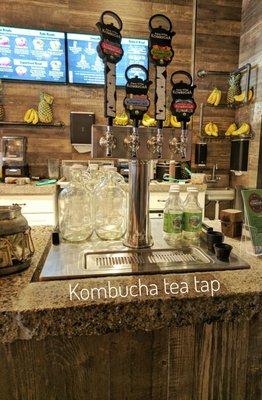 Kombucha Tea tap.  Kombucha is "a variety of fermented, lightly effervescent sweetened black or green tea drinks."