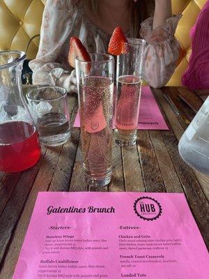 strawberry mimosa's and Galantine's menu