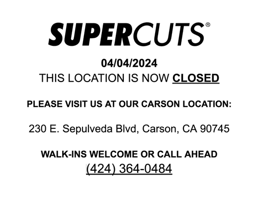 Supercuts San Pedro is closed. Please visit our Carson location.