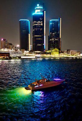 Custom lighting installation on various areas of the boat.