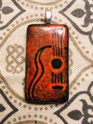 Ceramic etched necklace pendant