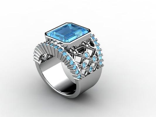 Aquamarine and diamond ring.