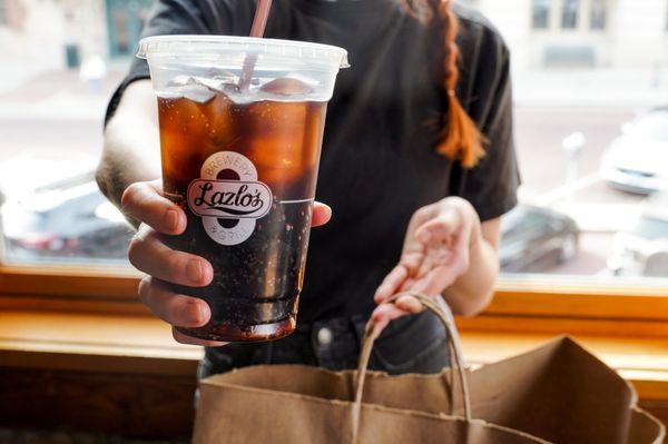 Your favorite Lazlo's food and drinks at home. Lazlo's to go.