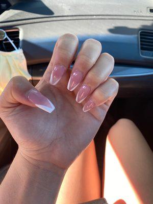 regular acrylics with french tips $37