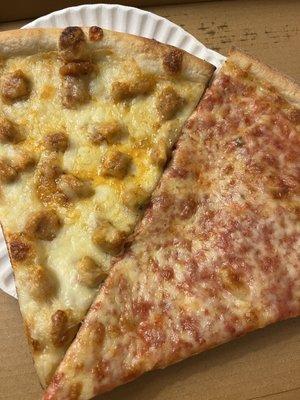 Buffalo Chicken and Plain Cheese Slice