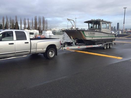 Boats and trailers towing