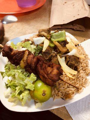 $10 Somali Rice, choice of meat goat, beef, chicken.