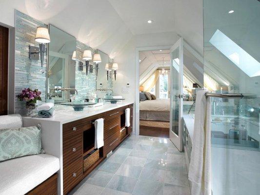 #HGTV Gorgeous master #bathroom remodels that feature a mixture of glass, natural stone and wood...