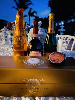 Cristal, Laurent Perrier Rose, Veuve Cliquot, & Estate Caviar for celebrating!! Happy NYE