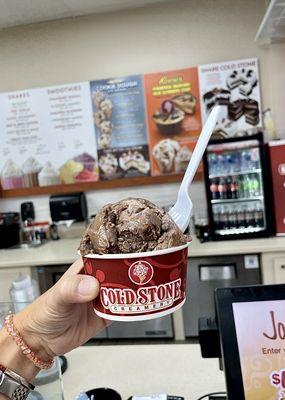 Chocolate ice cream with brownie mix-in