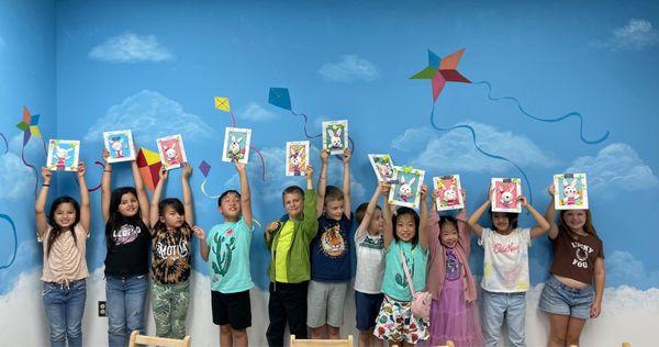 All the kids holding up their final product !