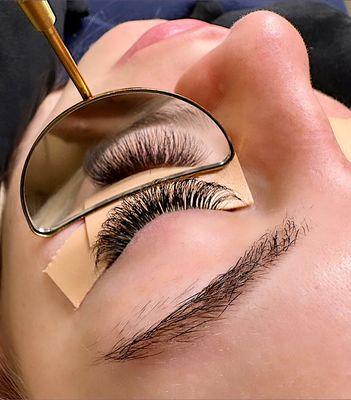 Soft Volume lash extensions. Perfect for those who want the fullness that is just right!