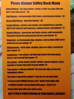 Hot Wiener menu! And qe also have Italian hot beef , French dips, and Philly cheesesteaks!