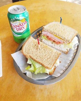 Tuna salad with ham on wheat breat... So good.