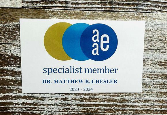 Proud member of the American Association of Endodontists