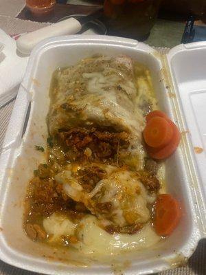 Adobada burrito with green sauce. Really really good