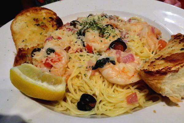 Pasta Portofino with shrimp over pasta $14.99