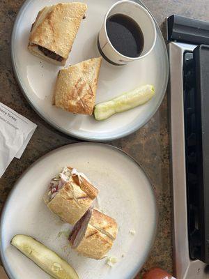 4in turkey cranberry sandwich and a 6in French dip.