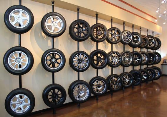 Tire and wheel samples can double as wall decor!