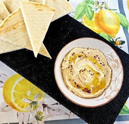 Garlic Hummus served with warm pita